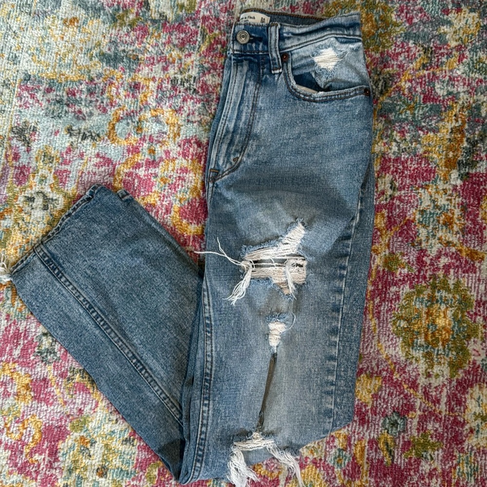 Abercrombie and Fitch Curve Love Ultra High Rise Ankle Straight Jeans